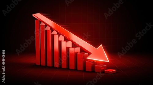 A red graph illustrating a downward trend, symbolizing loss or decline, with an arrow pointing downwards against a dark background.