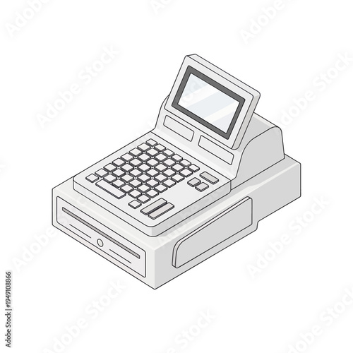Point of Sale System Illustration Vector Graphic Retail Checkout Machine Design for Business and Commerce Transactions