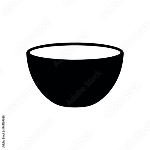 Rounded wooden bowl silhouette icon vector illustration on white background