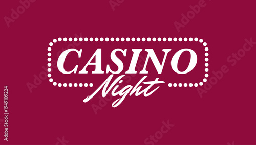 Casino night event banner typography luxury gambling party invitation design retro entertainment poster vector graphic celebration