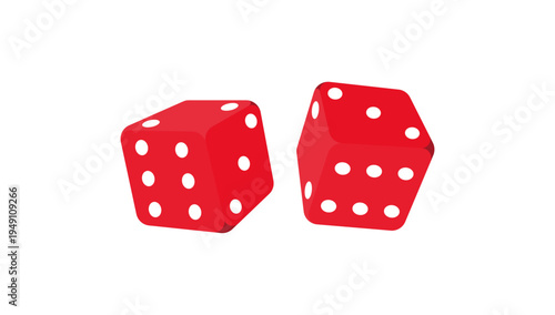 Red dice illustration casino gambling game lucky dice pair vector graphic design tabletop gaming symbol entertainment