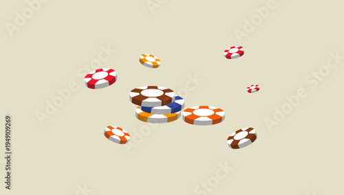 Casino poker chips stack illustration gambling tokens game currency vector design betting entertainment graphic symbol