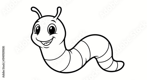 Cute Caterpillar Smiling Cartoon Character