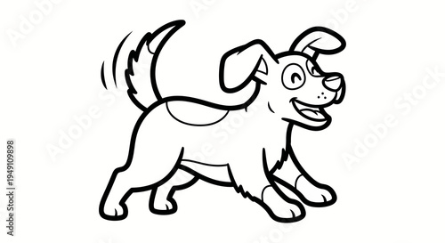 Happy Dog Running Playful Cartoon