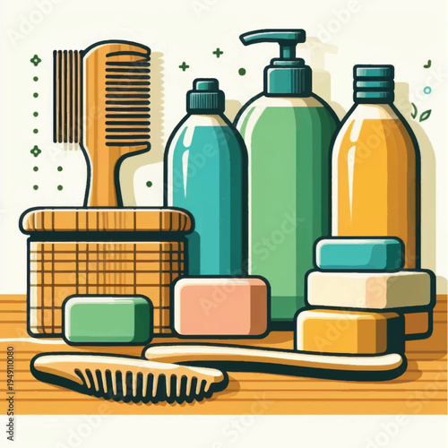 Bathroom Toiletries and Soap Bars Display.