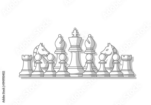Chess Pieces on a Board Game.