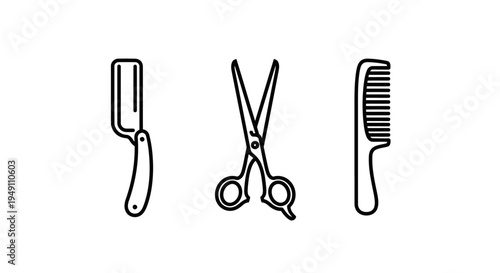 Set of barber shop tools and haircutting accessories