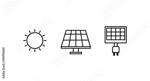 Solar panel and sun icons