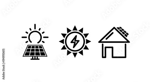 Solar Energy Icons for Sustainable Living