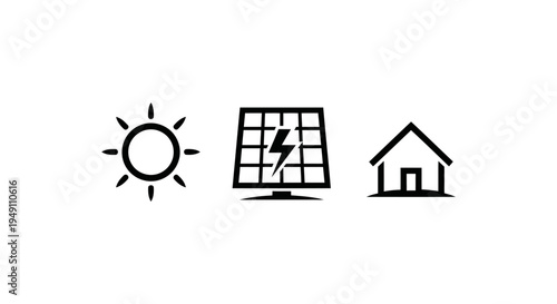 Solar Energy for Residential Buildings Icons