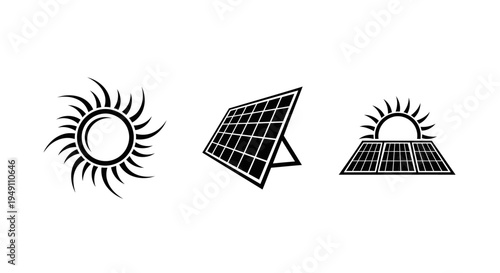 Solar Energy and Solar Panels Icons