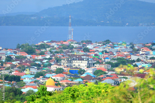 Foto aerial view of baubau city