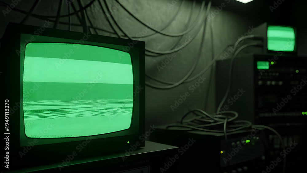 Fototapeta premium Surveillance Monitor Glitch Dark Technology Concept
