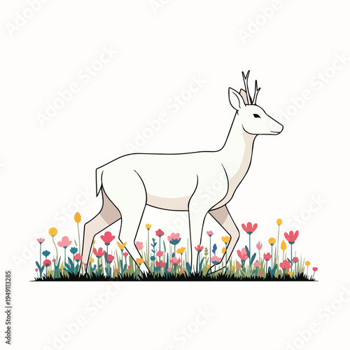 vector illustration of a goat on a meadow
