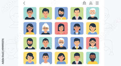 Diverse Group of People Avatars: Men, Women, Various Ages, Professions, and Ethnicities