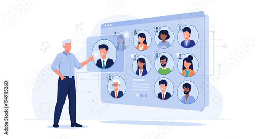 Online meeting with diverse team, manager leading video conference call with employees