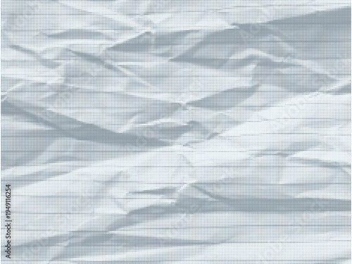 Crinkled paper minimalist gray halftone texture background with abstract organic shapes. Neutral slate blue dithered dot pattern for corporate digital design. Wrinkle surface, crushed page. Vector. 
