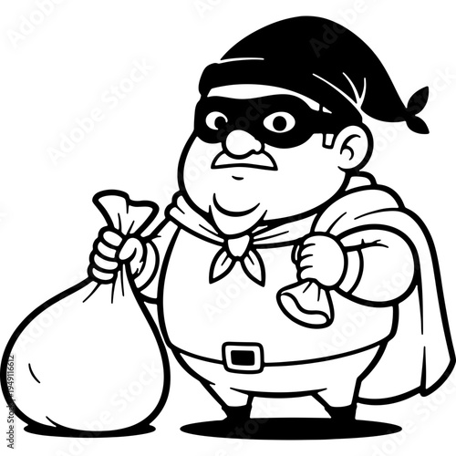 Cartoon of a master thief stealing things.