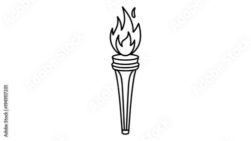 Line drawing of torch with flame on top  simple icon