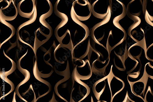 Abstract Y2K tribal pattern with chrome flame shapes and metallic texture on dark seamless background