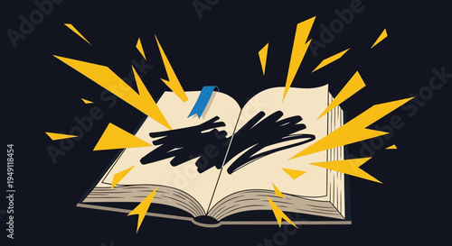 Vibrant illustration of an open book.