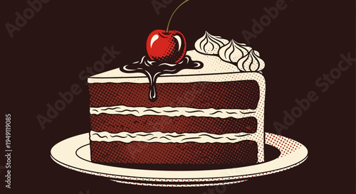 Delicious slice of chocolate cake dessert.