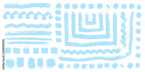 Abstract light blue brushstrokes and patterns on a white background