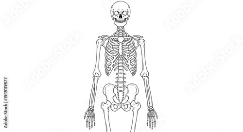 Detailed Skeleton Illustration for Anatomical Study and Halloween Decor.