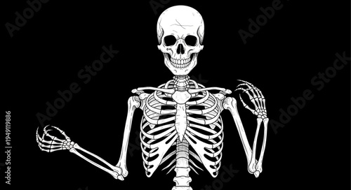 Anatomical Skeleton Illustration - A Detailed Depiction of Human Bones.