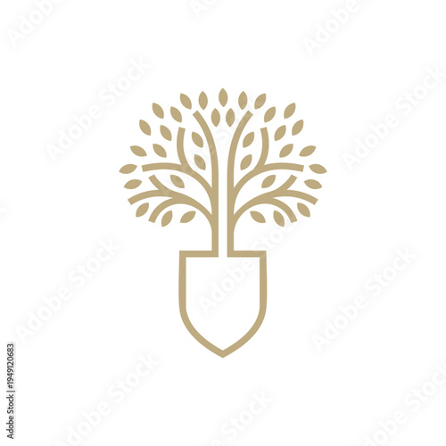 tree and shovel logo design