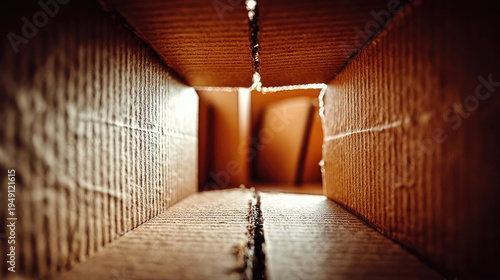 Abstract Tunnel Vision A Perspective Through Corrugated Cardboard.