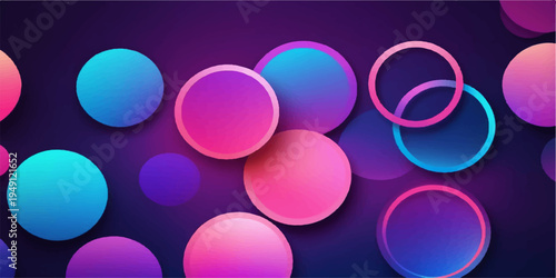 Abstract colorful background featuring a bright bokeh design with purple and pink illuminated circles for a shiny holiday celebration wallpaper