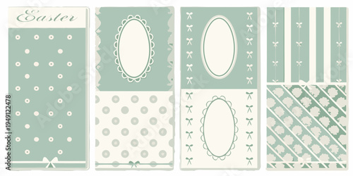 Vintage easter themed scrapbook paper designs in pastel green shades