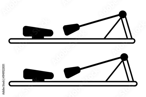 A vector illustration of two people rowing in separate boats on calm water