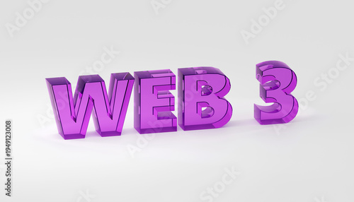 Web3 Concept made by red cubes: A Modern Approach to Internet Technology in 3D Illustration