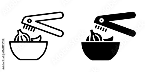 A vector illustration of a hand-held juicer being used to squeeze a lemon over a bowl