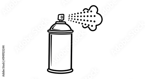 Spray Can Illustration - A Detailed Black and White Depiction.