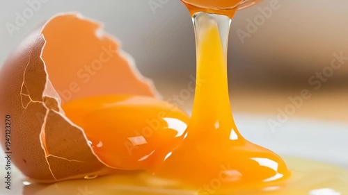 Macro View of a Fresh Brown Egg Being Cracked Open.