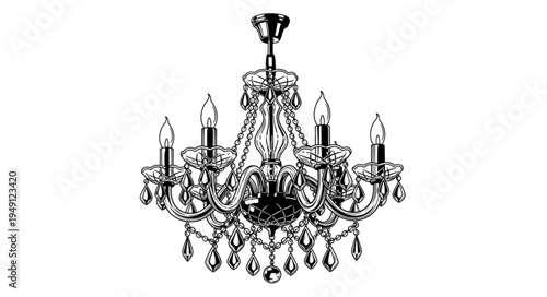 Elegant Crystal Chandelier with Multiple Lights and Intricate Design.