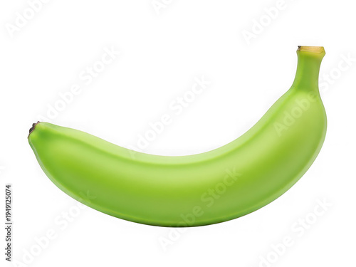 A green banana on a white background isolated on transparent background