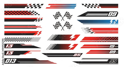 Racing Stripes and Checkered Flags Vector Graphics.