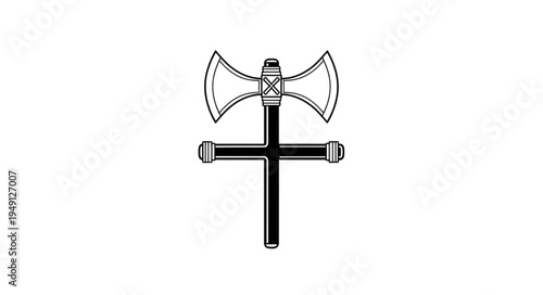 Symbolic Labrys and Cross - A Fusion of Ancient and Religious Motifs.