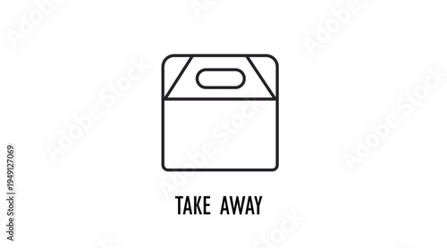 Simple black line picnic takeaway food box icon, lunch meal container and take away packaging symbol isolated on white background, outdoor picnic food and restaurant takeout concept for web, app