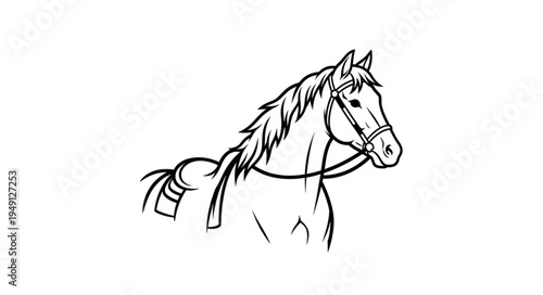 Elegant Horse Portrait - A Detailed Line Art Illustration.