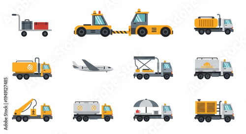 Airport Ground Support Equipment - A Collection of Essential Vehicles.