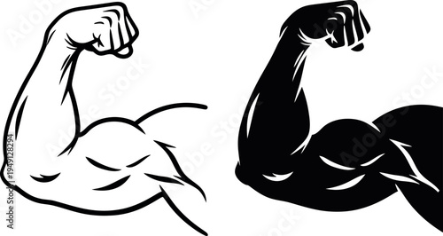 Bicep muscle illustration in black and white