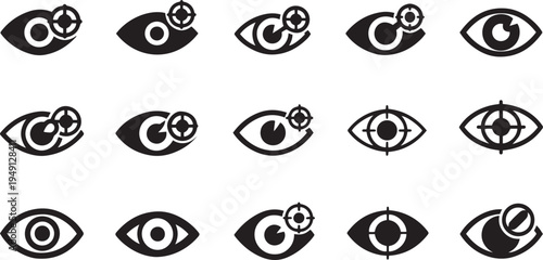 Black and white eye with targets and crosshairs eye target crosshair symbol signs vision