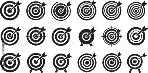 Black and white target with arrows bullseye