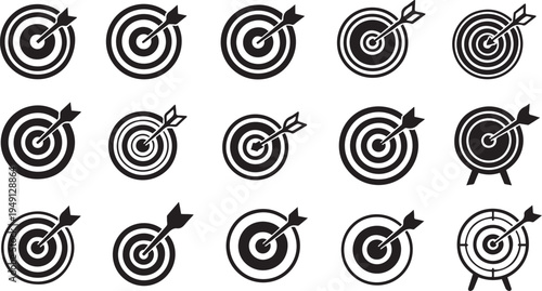 Black and white target with arrows symbol bullseye