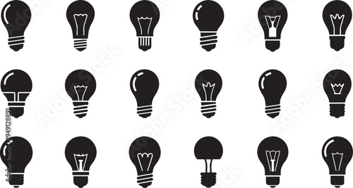 Black light bulb on white background symbols ideas